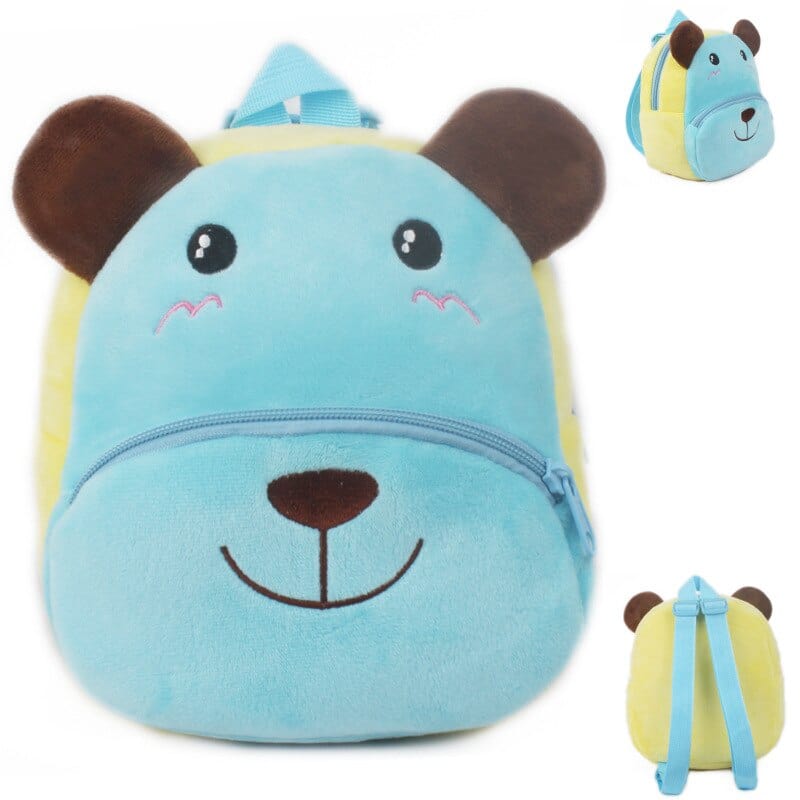 L'ours bleu joyeux - sac à dos en peluche