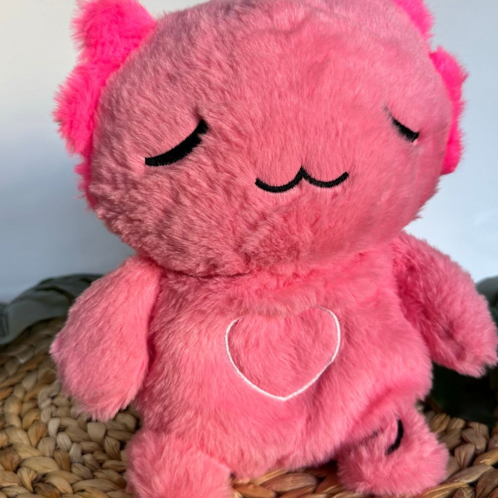 Peluche axolotl rose douce veilleuse musicale enfant