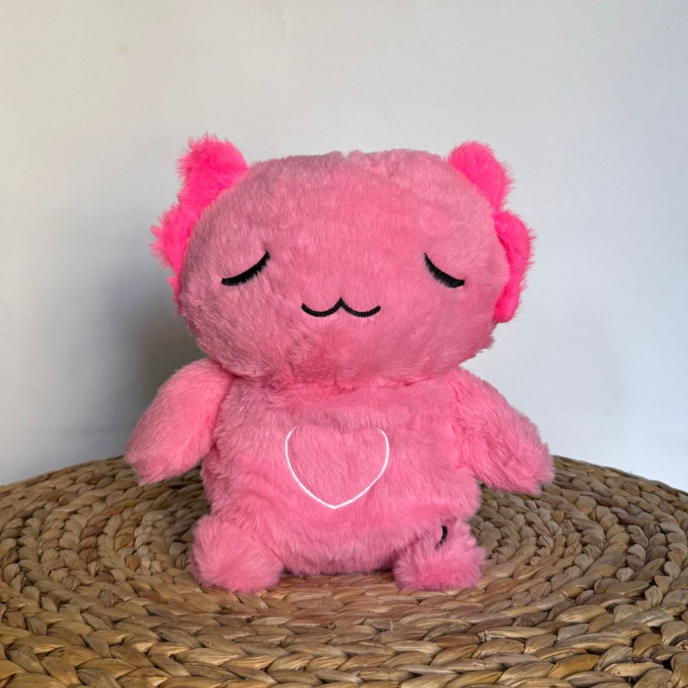 Peluche axolotl rose douce veilleuse musicale enfant