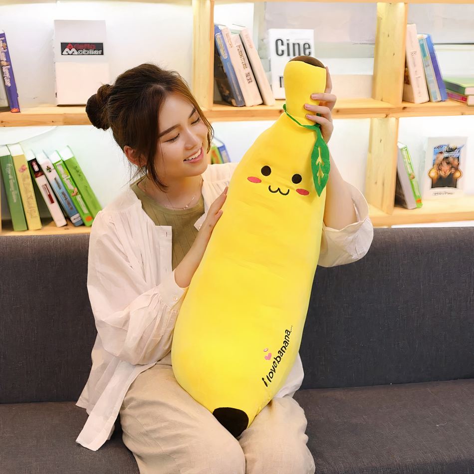 Peluche banane géante douce câlin enfant chambre
