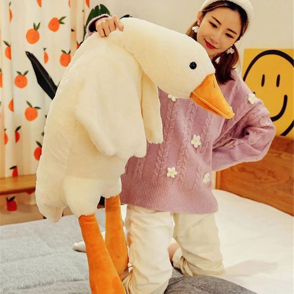 Peluche canard géant jaune doux chambre enfant