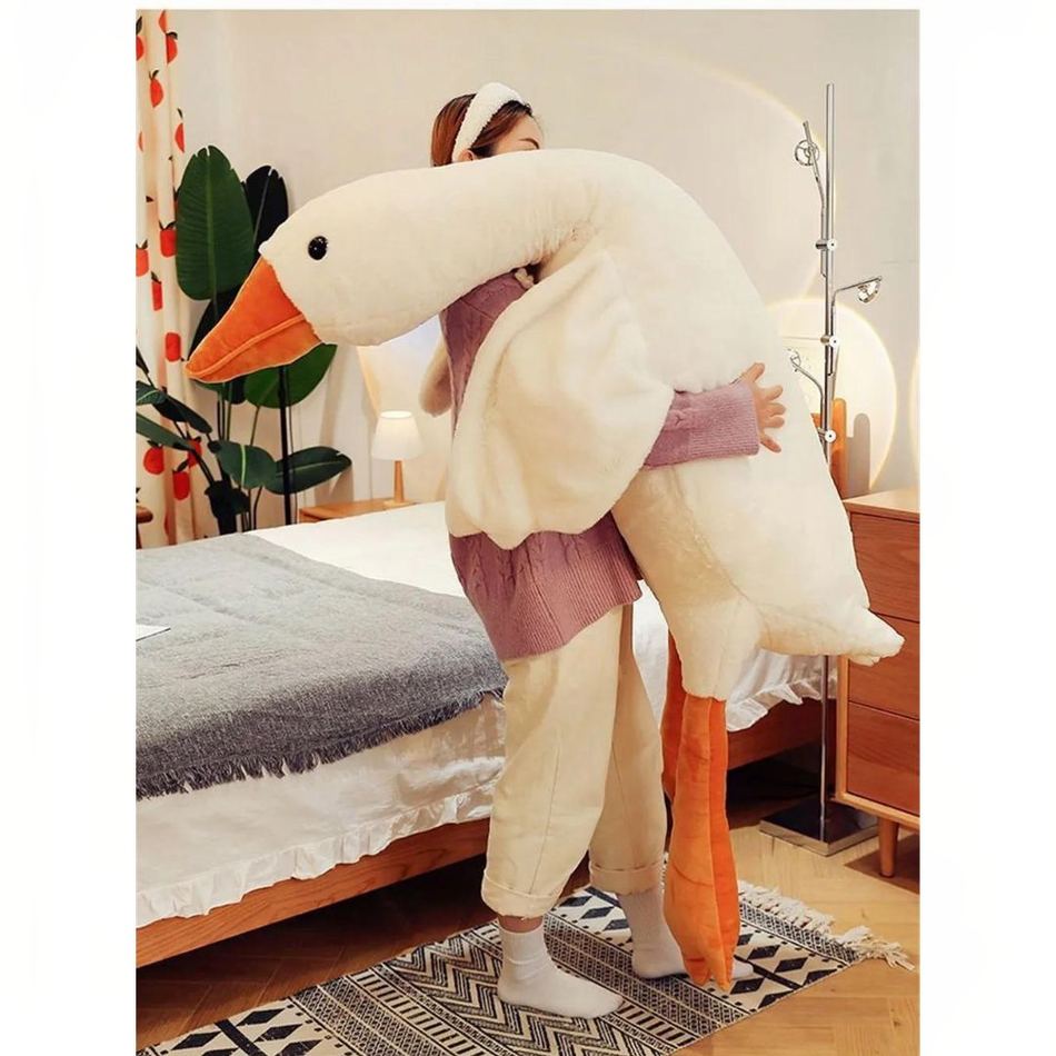Peluche canard géant jaune doux chambre enfant