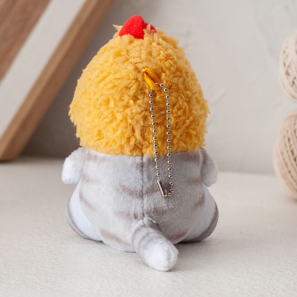 Peluche chat cagoule jaune mignon doux câlin enfant