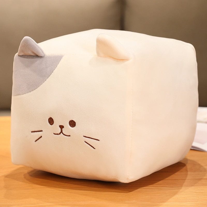 Peluche chat en forme de boîte