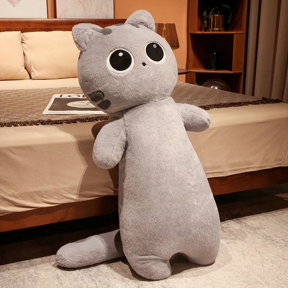 Peluche chat géant doux câlin pour décoration chambre