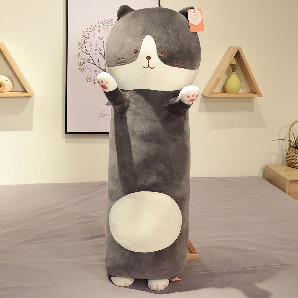 Peluche chat oreiller doux mignon enfant câlin maison