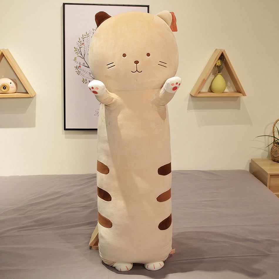 Peluche chat oreiller doux mignon enfant câlin maison