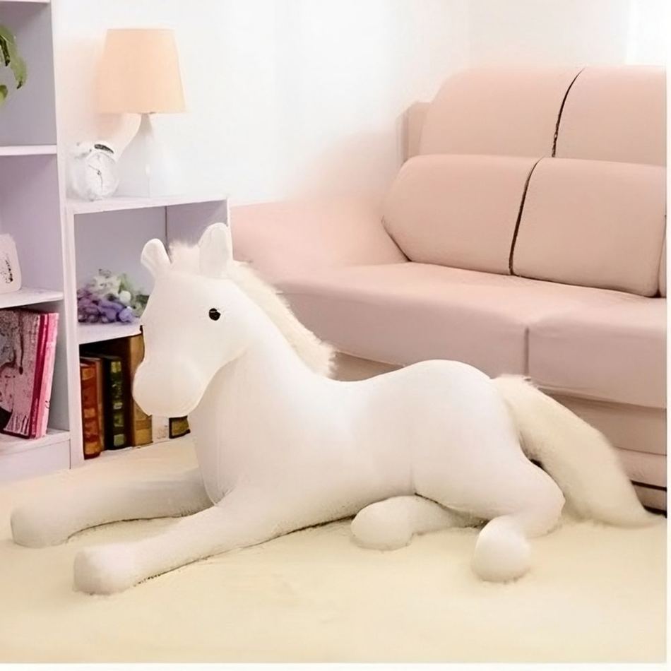 Peluche cheval blanc doux câlin enfant univers équestre