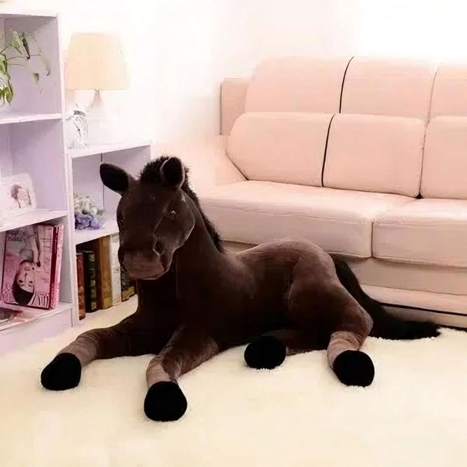 Peluche cheval marron doux enfant câlin réaliste