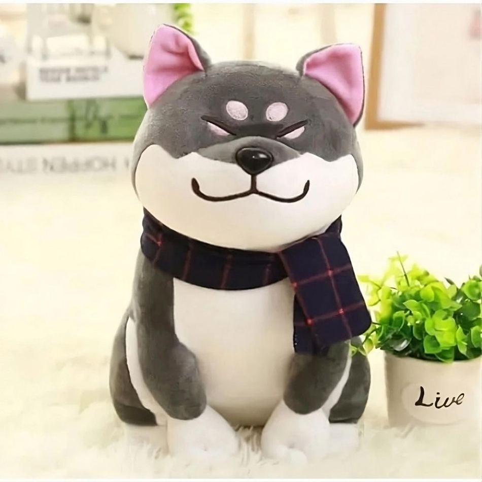 Peluche chien gris doux compagnon enfant chambre cosy