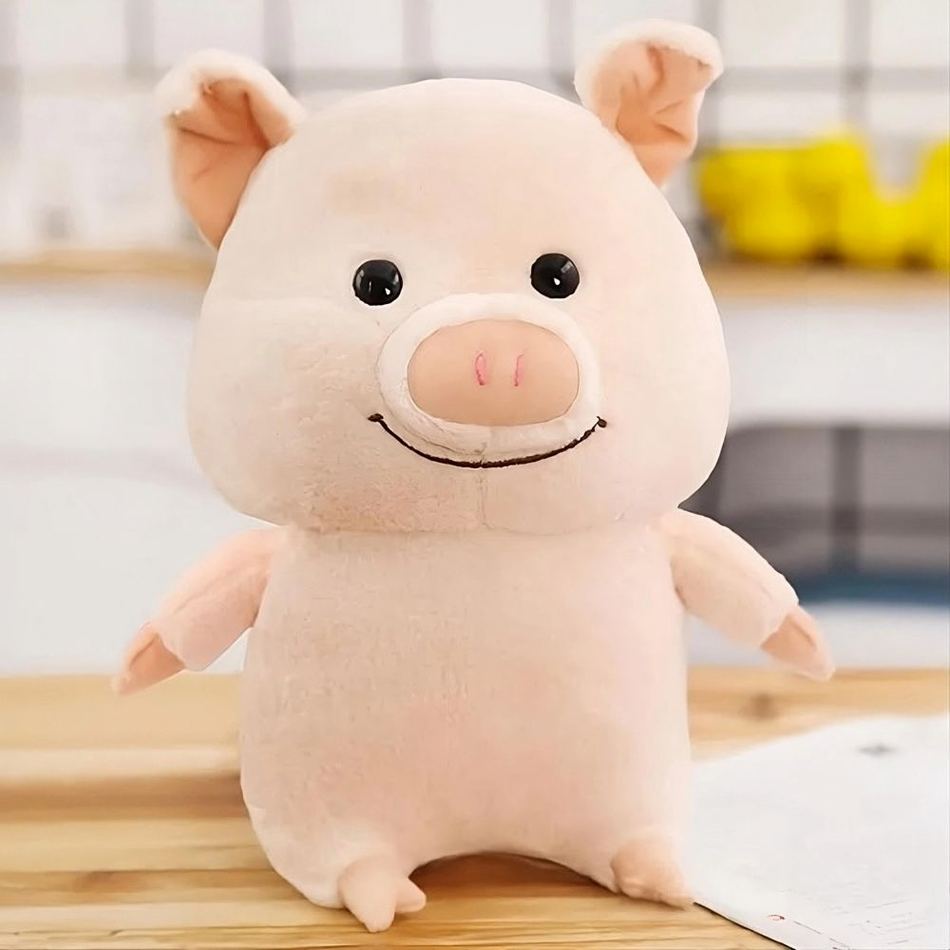 Peluche cochon joyeux rose douce câlin enfant