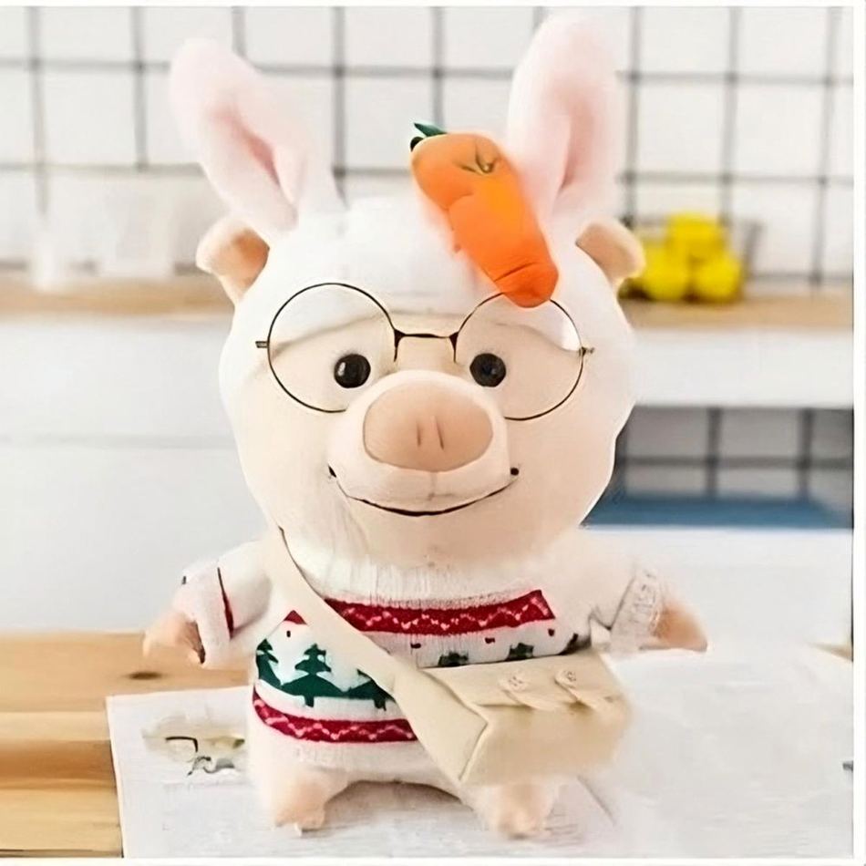 Peluche cochon Noël doux vêtement festif hiver chaleureux