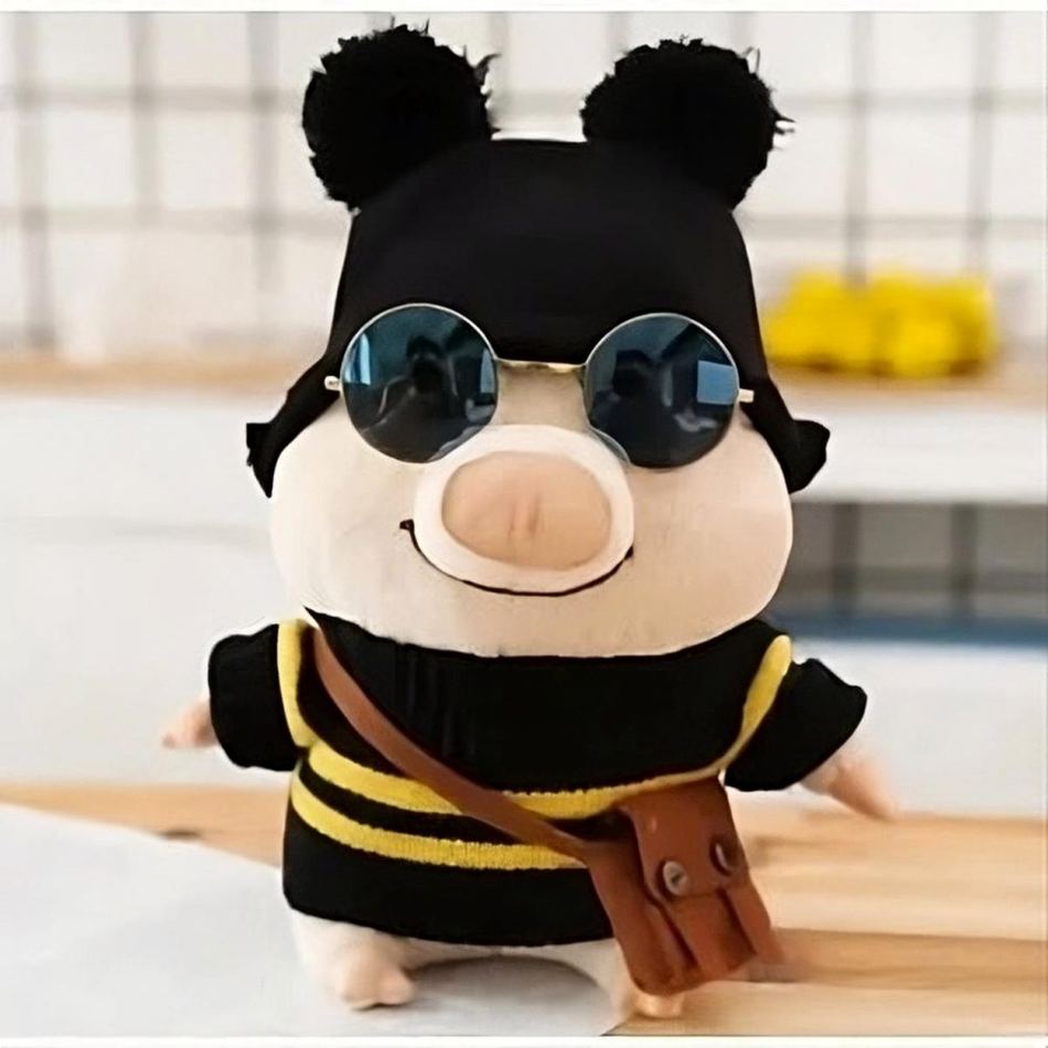 Peluche cochon rose douce déguisée en abeille amusante