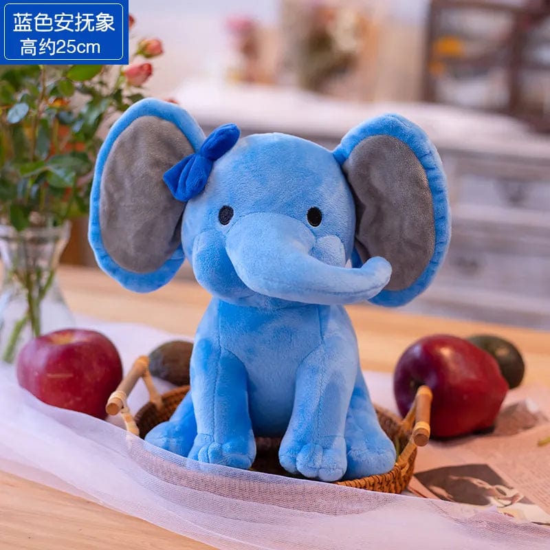 Peluche éléphant coloré avec sa trompe tordue