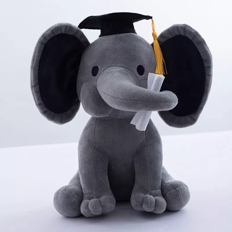 Peluche Éléphant diplômé avec sa Trompe Tordue