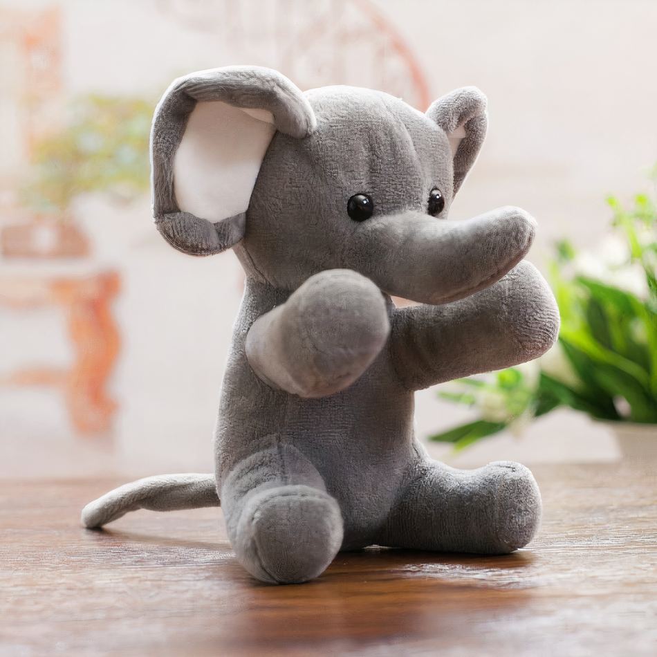 Peluche éléphant gris doux enfant câlin jungle