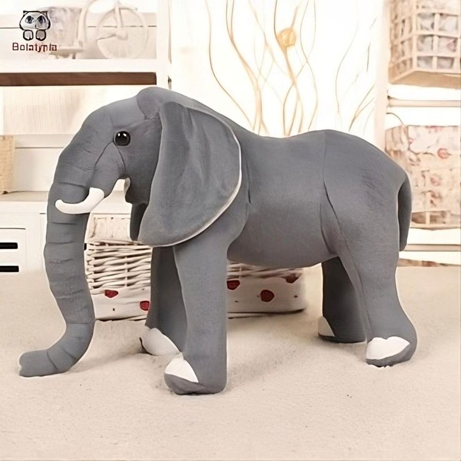 Peluche éléphant gris doux enfant câlin réaliste