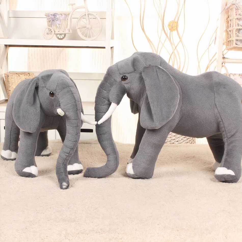 Peluche éléphant gris doux enfant câlin réaliste