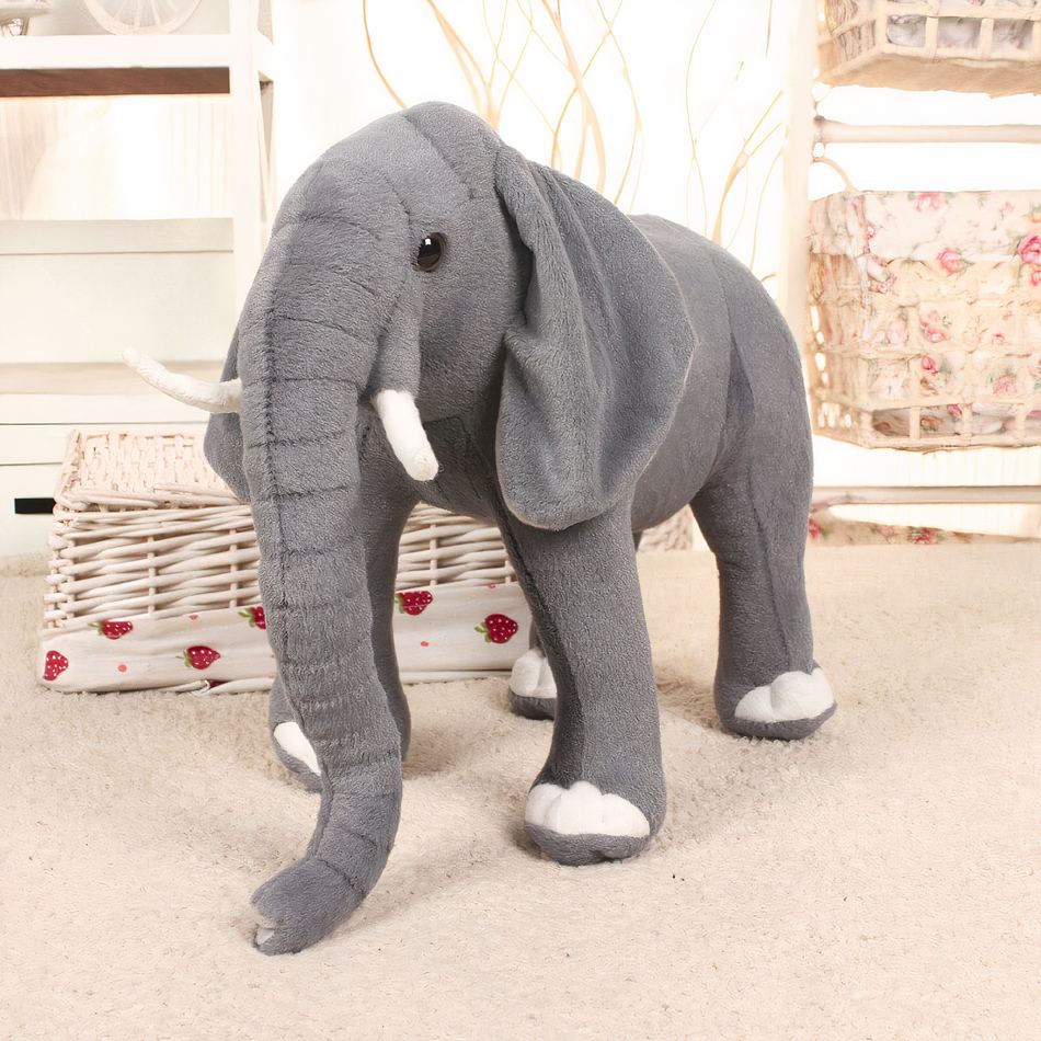 Peluche éléphant gris doux enfant câlin réaliste