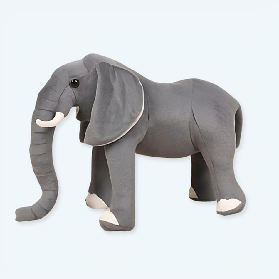 Peluche éléphant gris doux enfant câlin réaliste
