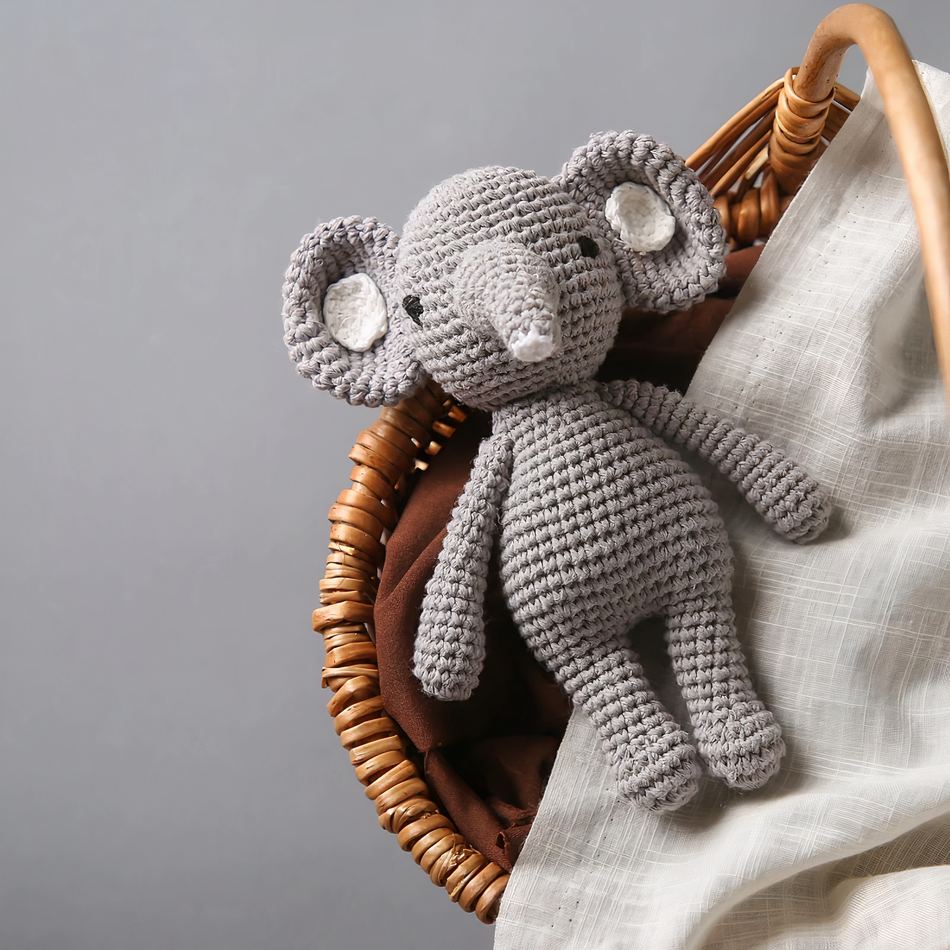 Peluche éléphant hochet tricot doux enfant jeux