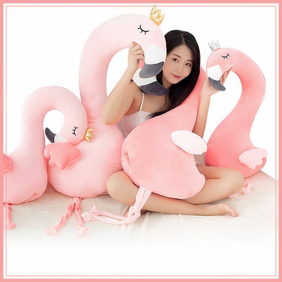 Peluche flamant rose clair doux oreiller câlin déco