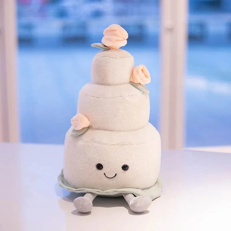 Peluche gâteau blanc avec des roses Saint-Valentin