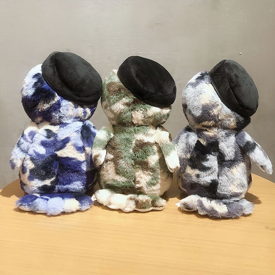 Peluche hibou bleu militaire doux chambre enfant
