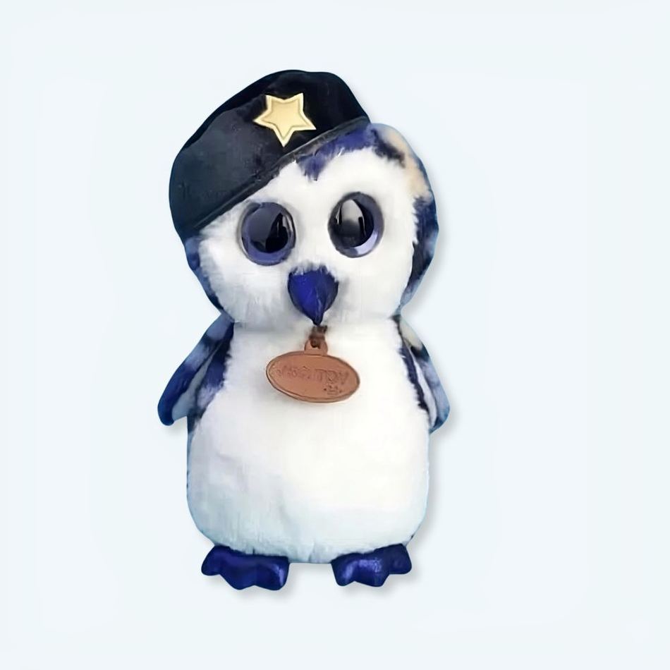 Peluche hibou bleu militaire doux chambre enfant