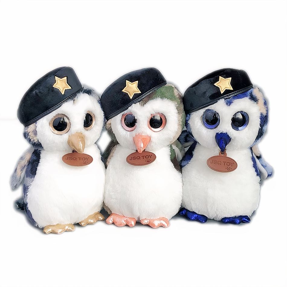 Peluche hibou militaire vert douce et réconfortante