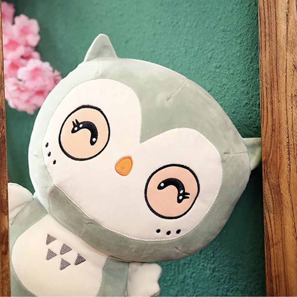 Peluche hibou vert kawaii doux pour déco enfant