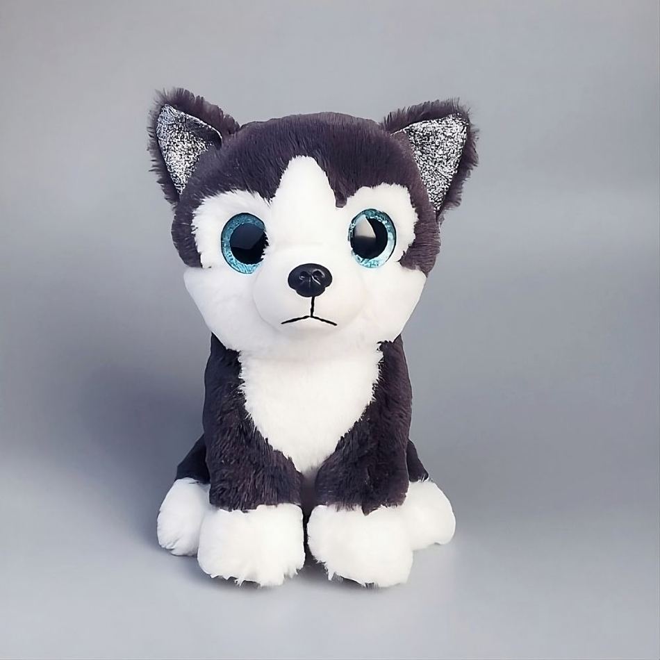Peluche husky noir doux hiver compagnon enfant