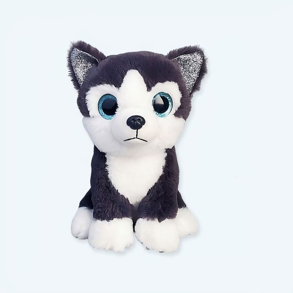 Peluche husky noir doux hiver compagnon enfant
