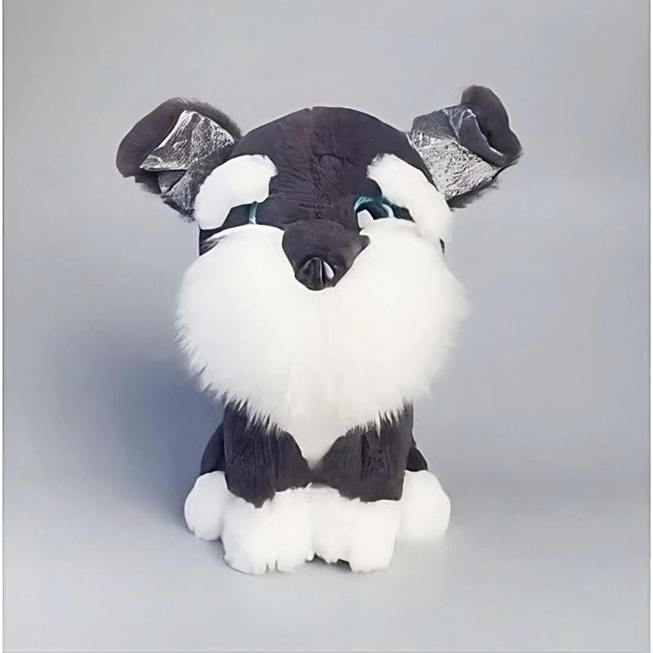 Peluche husky noir touffu compagnon doux hiver chaleureux
