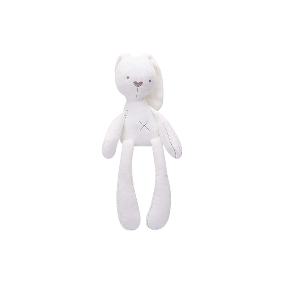 Peluche lapin blanc rose câlin doux enfant déco chambre