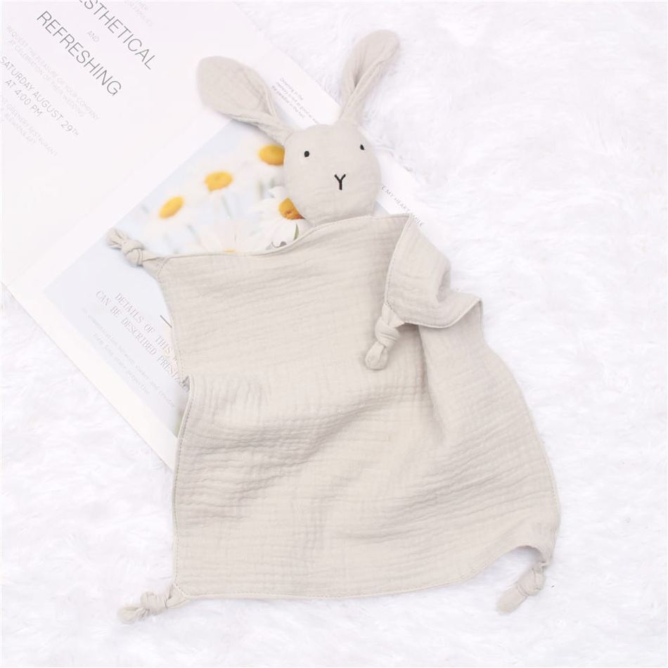 Peluche lapin câlin coton mousseline doux enfant