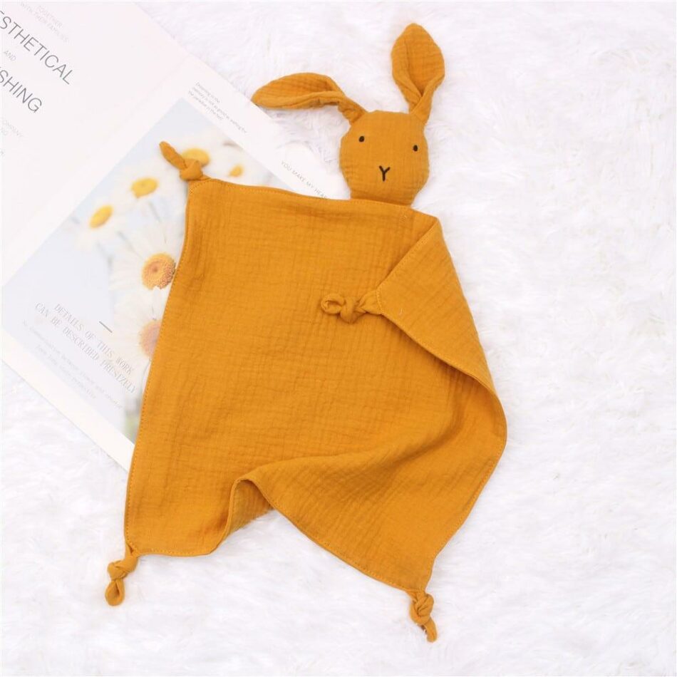 Peluche lapin câlin coton mousseline doux enfant