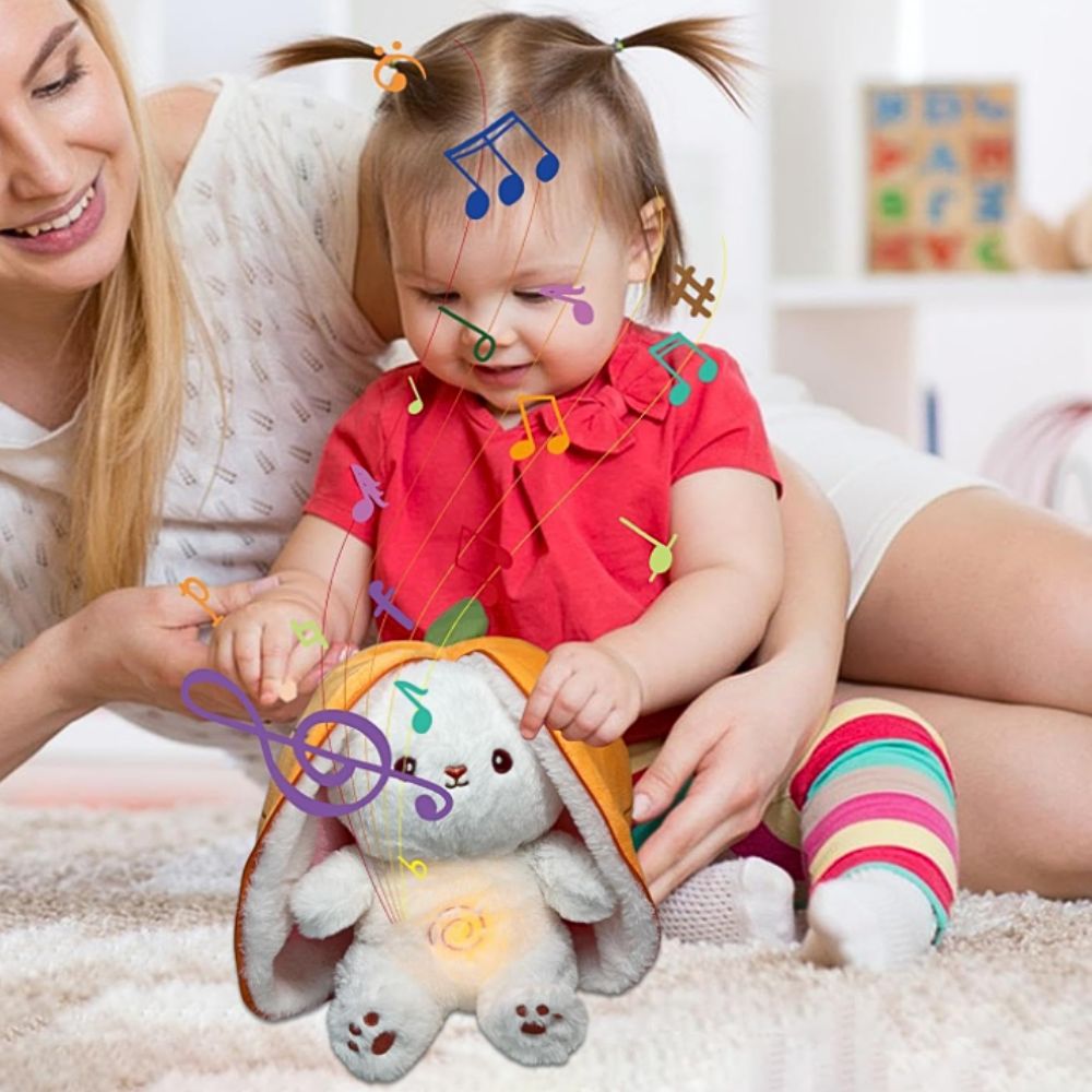 Peluche lapin carotte mélodie douce sommeil apaisant