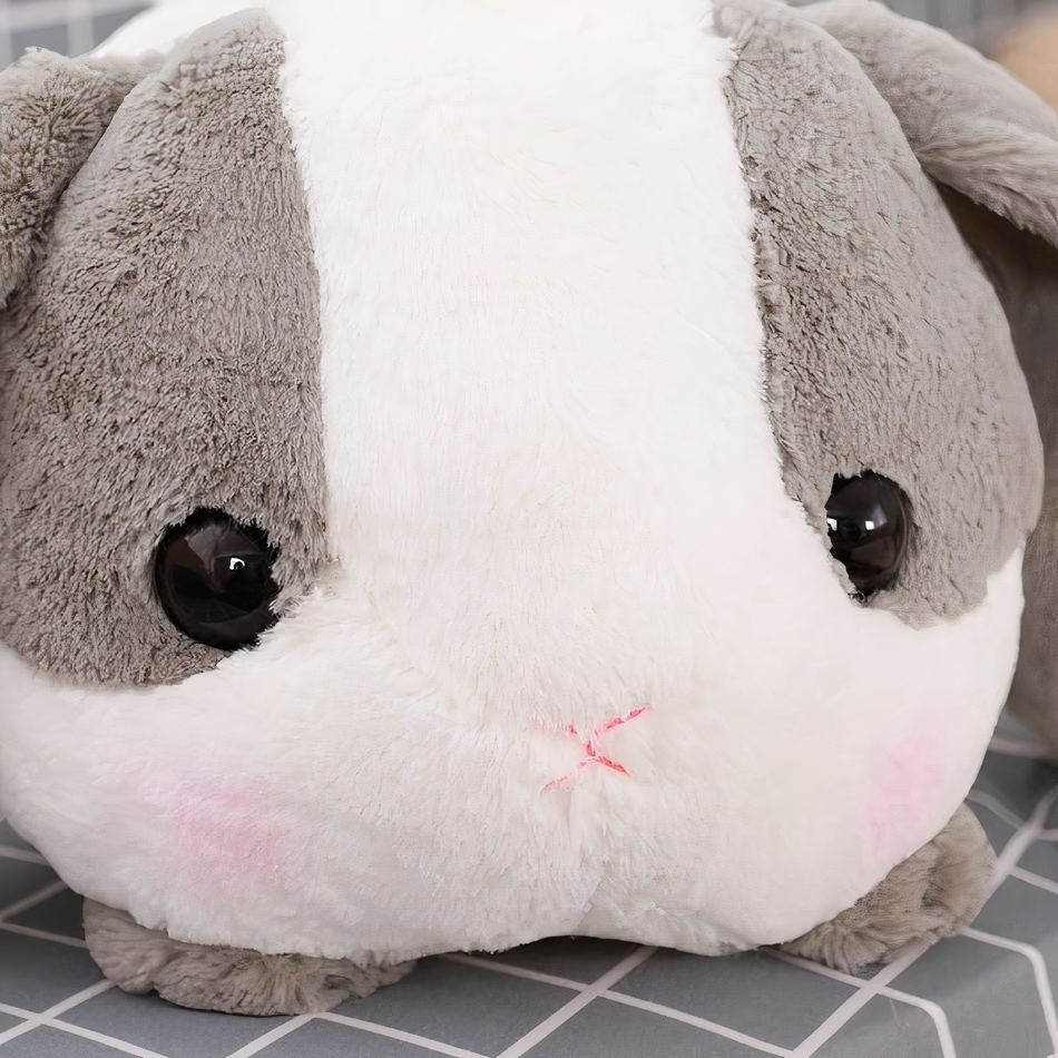Peluche lapin gris doux moelleux compagnon câlin enfant