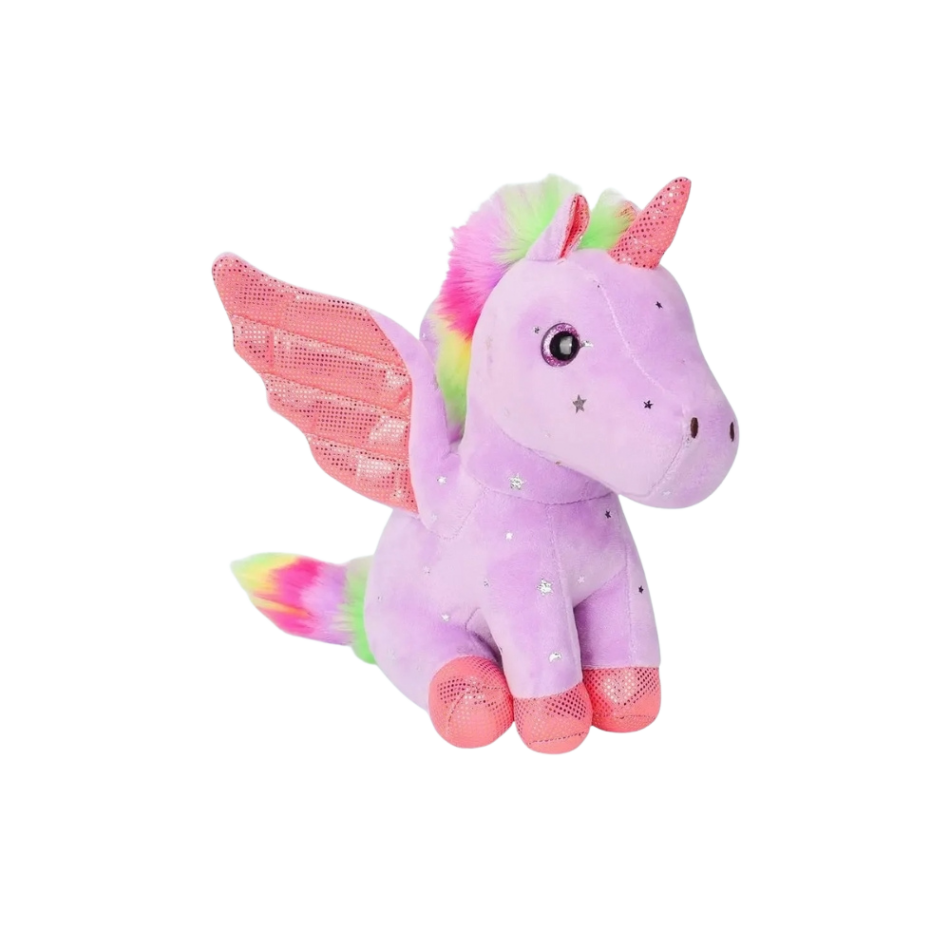 Peluche licorne magique ailes brillantes douce câline