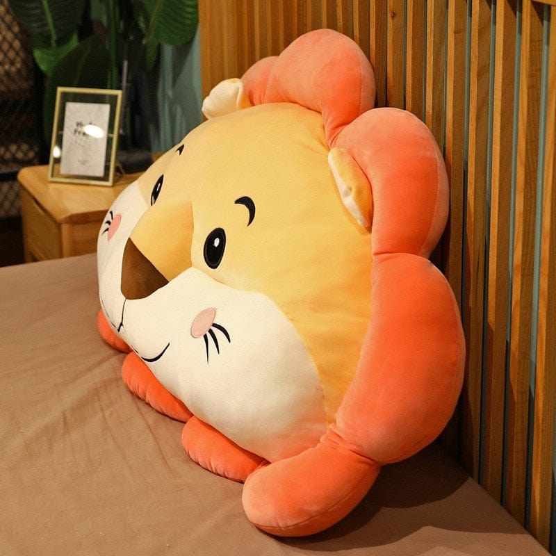 Peluche lion coussin orange