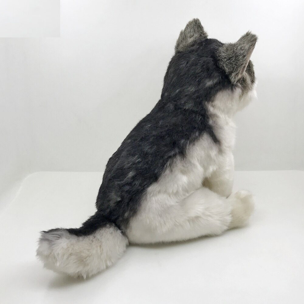 Peluche loup assis doux gris câlin hiver enfant