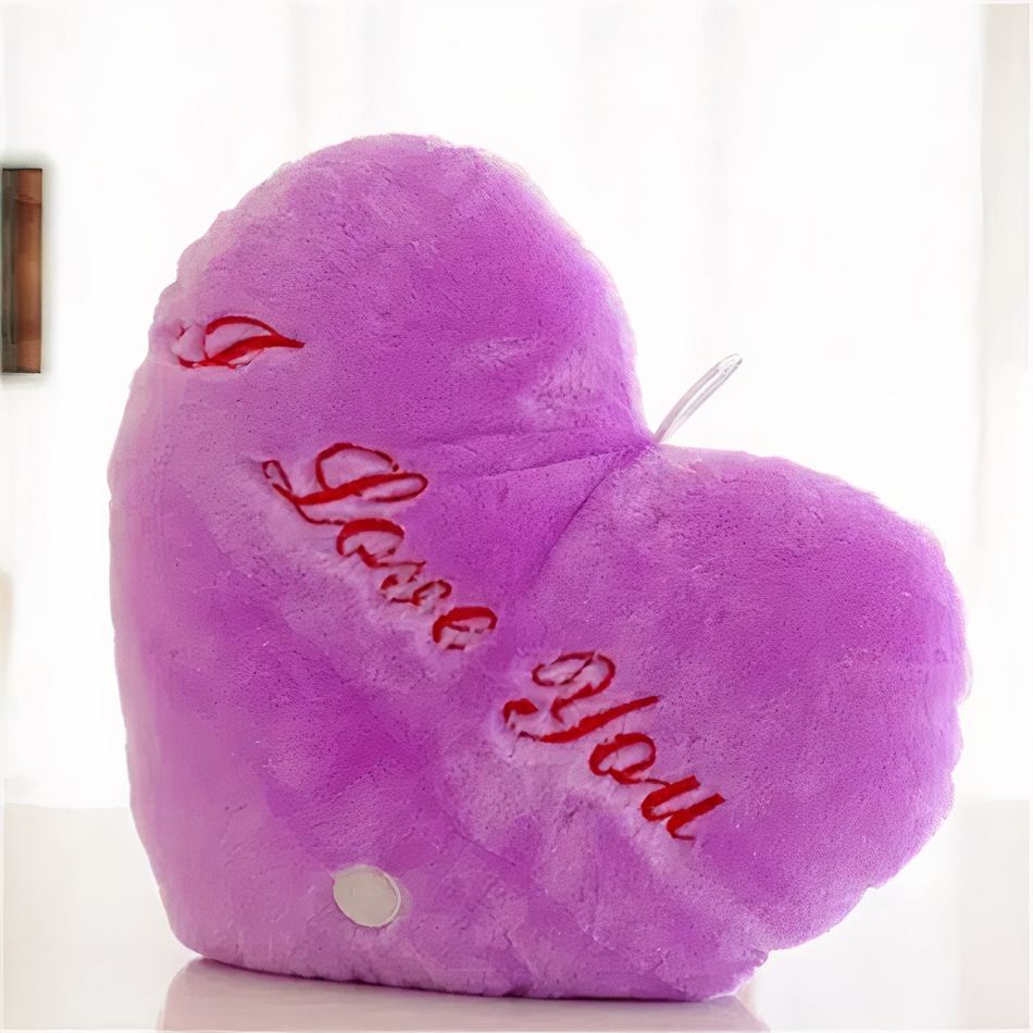 Peluche oreiller violet doux câlin message romantique