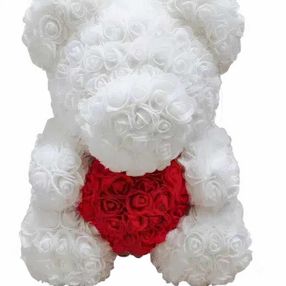 Peluche ours rose blanc doux câlin chambre enfant