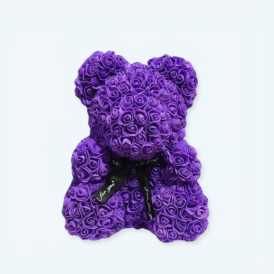 Peluche ours violette florale douce chambre enfant
