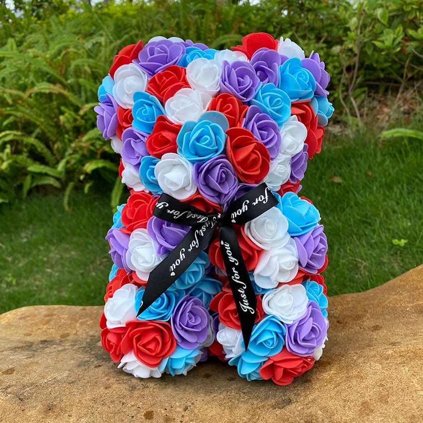 Peluche ourson en rose bicolore Saint-Valentin