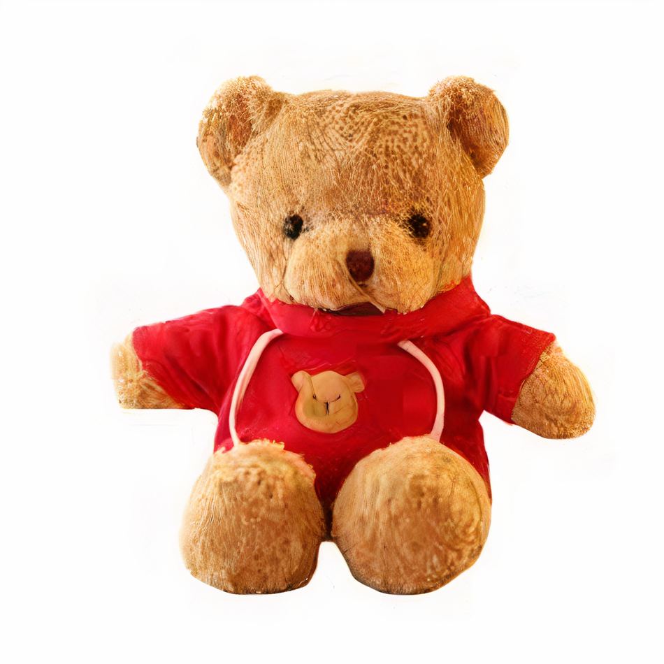 Peluche ourson rouge câlin doux hiver chaleureux