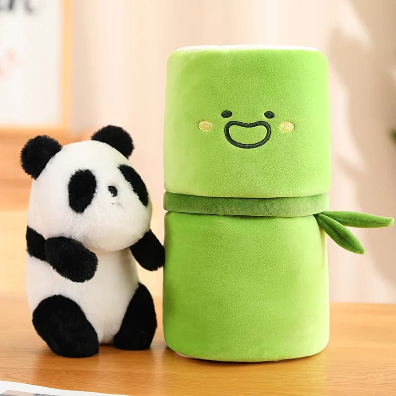 Peluche panda blanc avec son bambou
