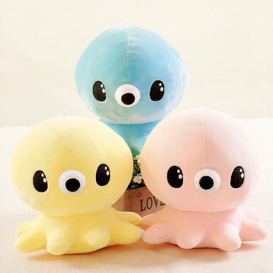Peluche pieuvre douce Kawaii bleue enfant câlin