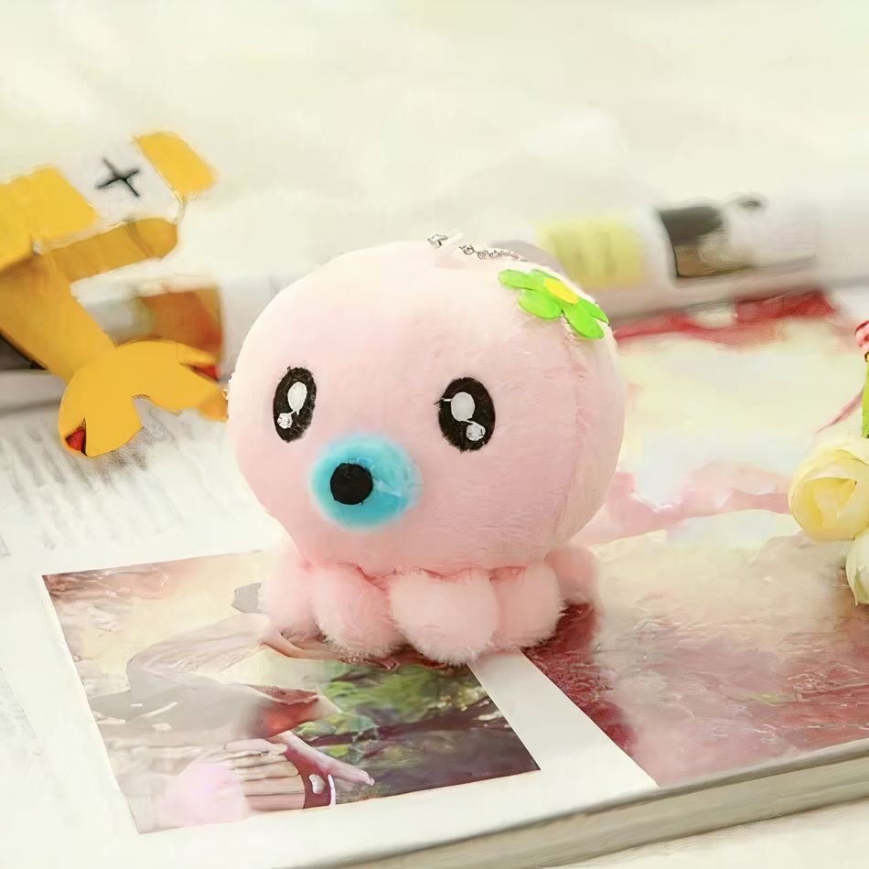 Peluche pieuvre mignonne porte-clés rose kawaii douce